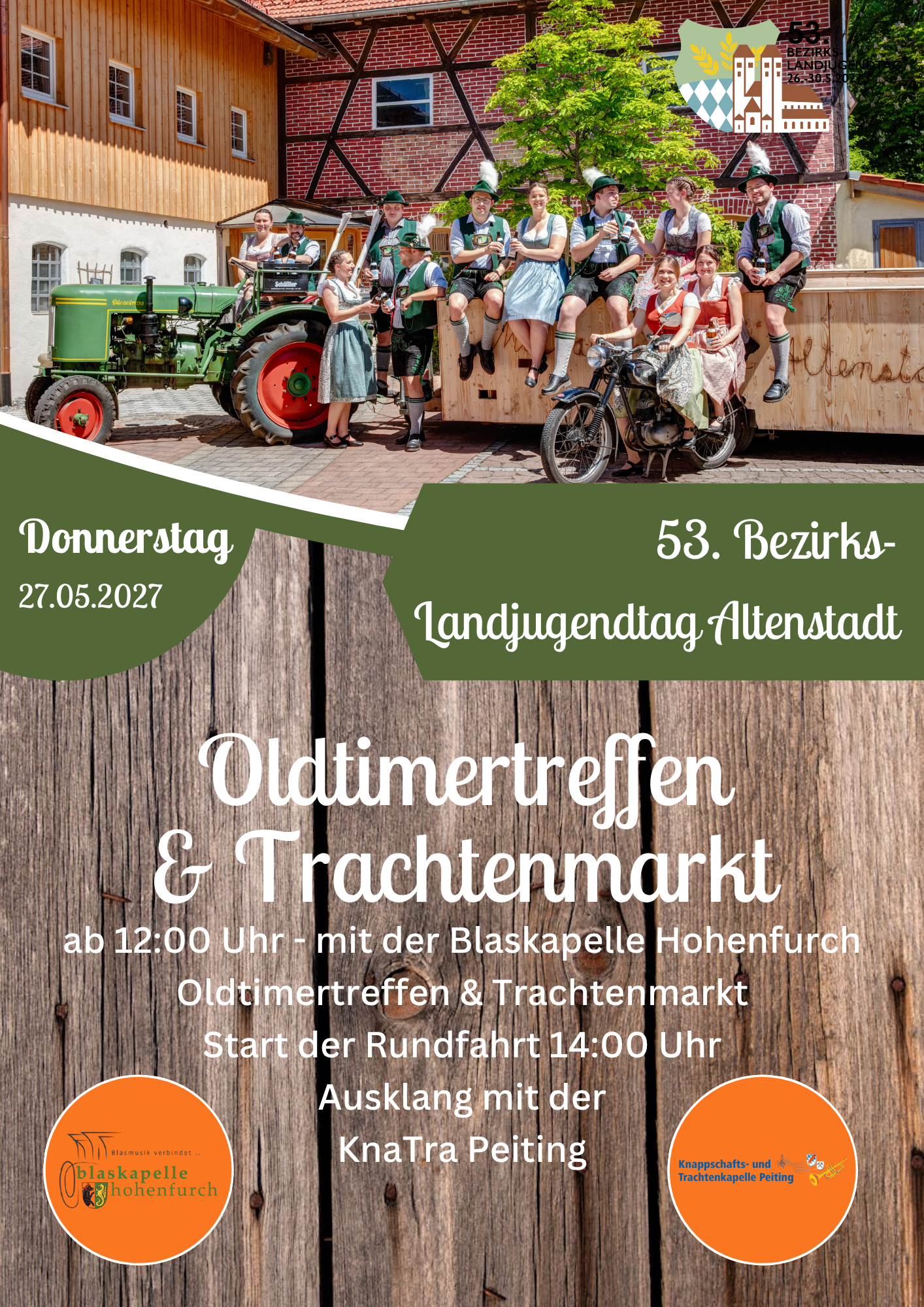 Donnerstag 27.05.2027 – Oldtimertreffen & Trachtenmarkt mit Blaskapelle Hohenfurch