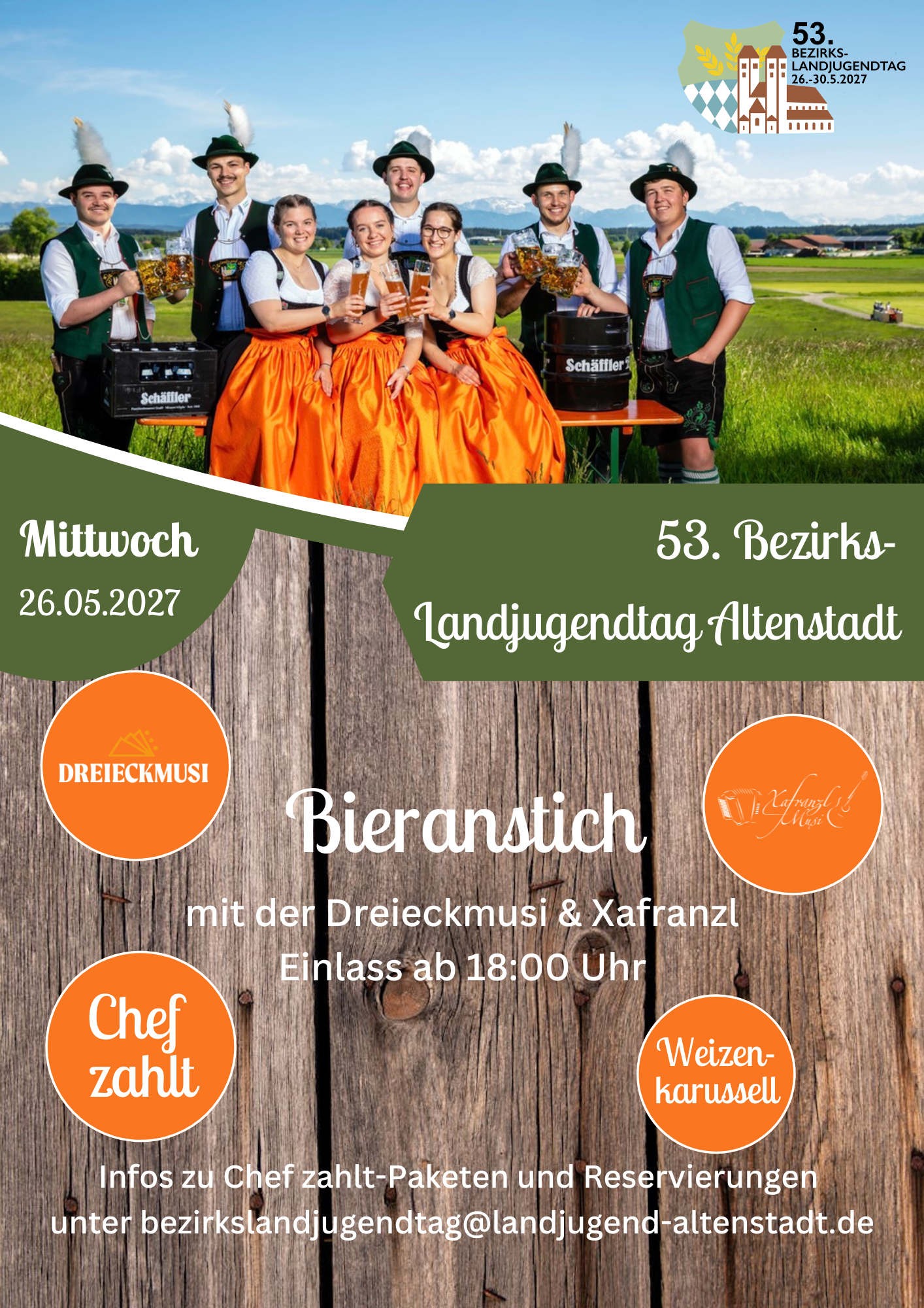 Mittwoch 26.05.2027 – Bieranstich mit Dreiecksmusi & Xafranzl